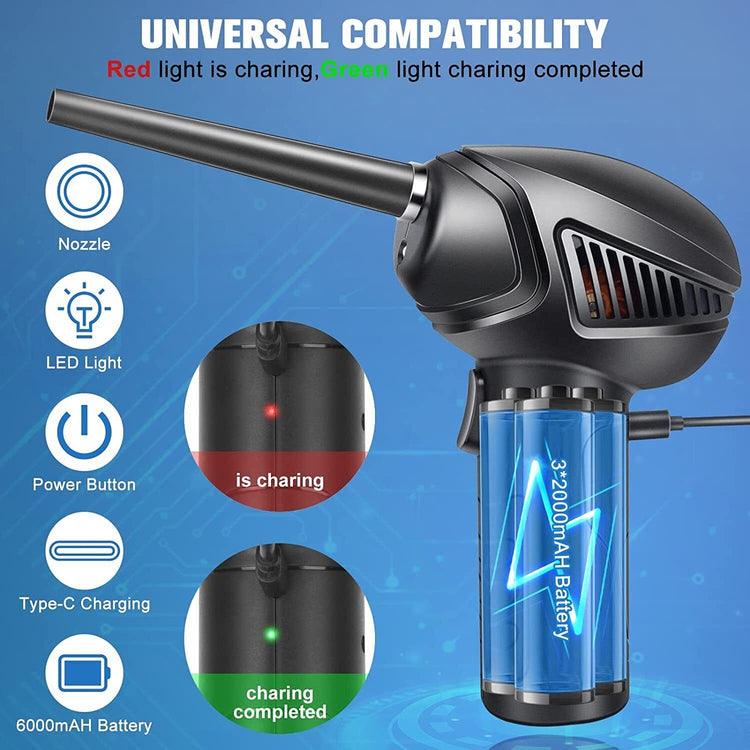 cordless electric air duster and vacuum cleaner